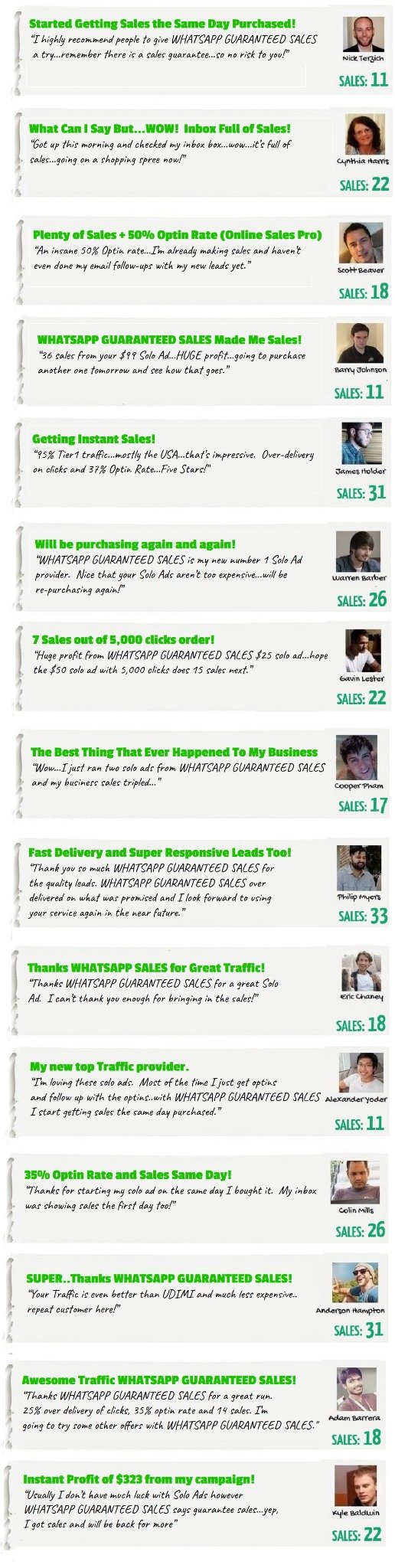 Customer feedback supplied with the original site